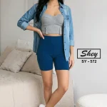 Denim Tight Shorts Dark Blue